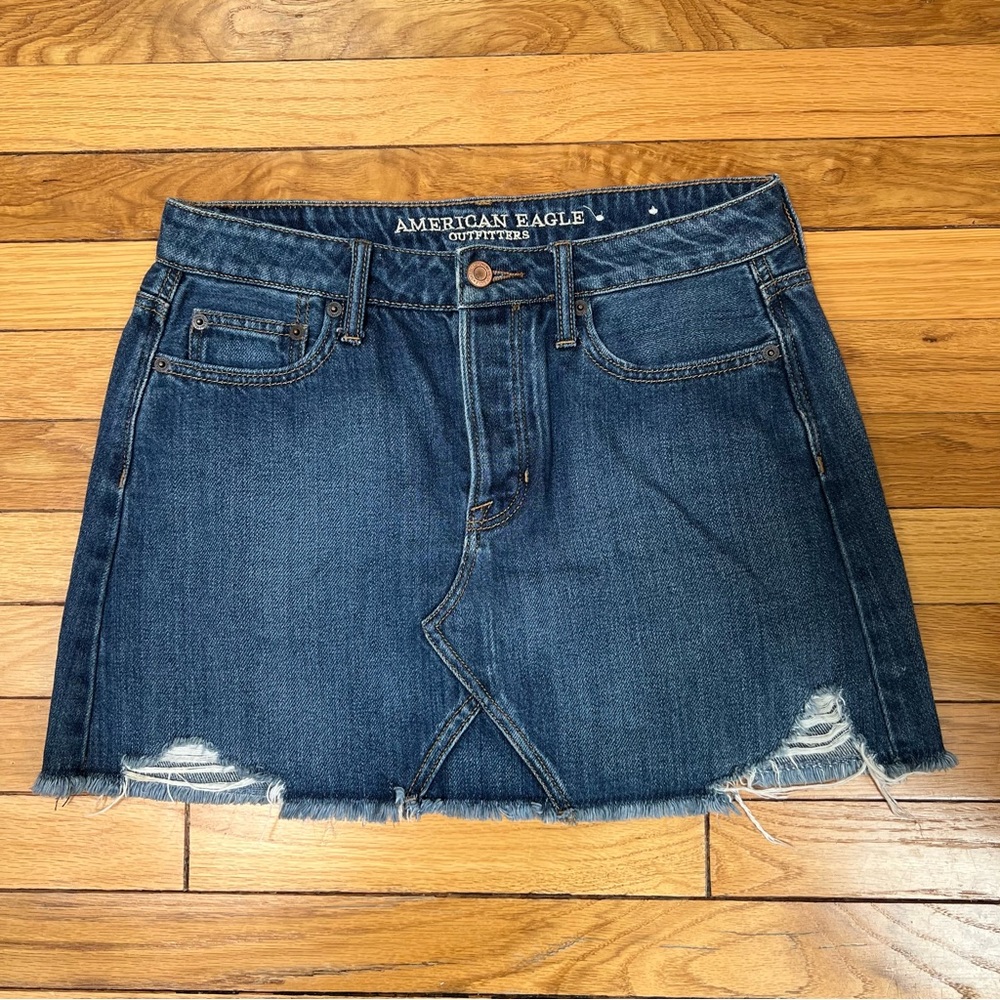 American Eagle button fly jean mini skirt size 4